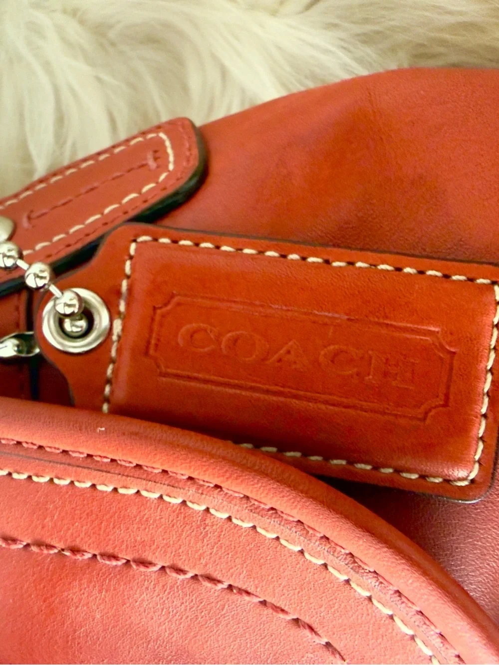 Coach Orange  Leather Shoulder Bag